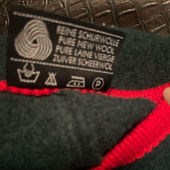 VINTAGE STAPF Sweater Boiled Wool XL Green Metal Button Apres Ski Lodge Austria - Picture 5 of 10